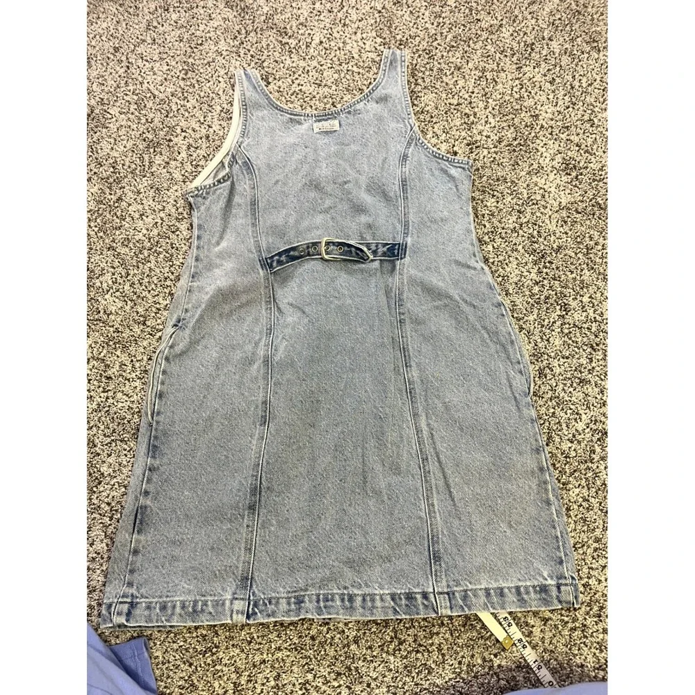 Levi's Two Horse Brand Denim Dress Womens L Button Front Western Mini Blue